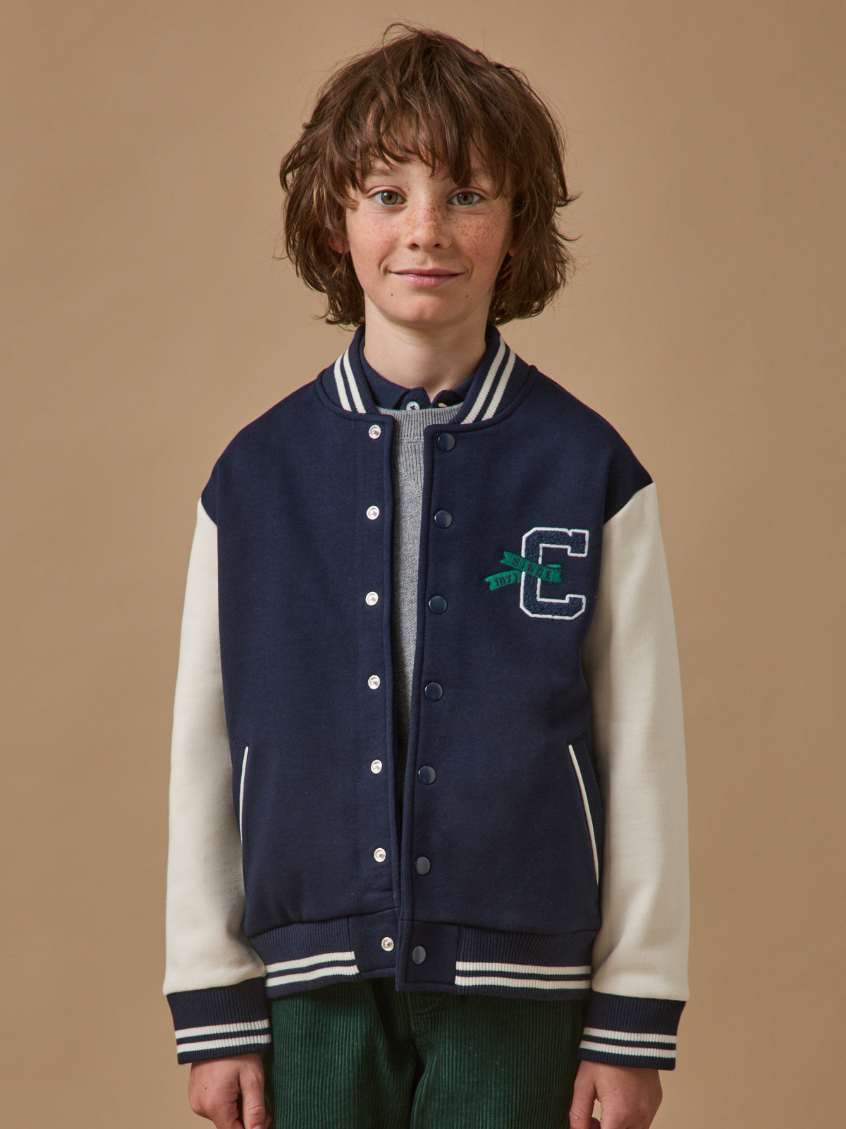 Boy's embroidered varsity jacket