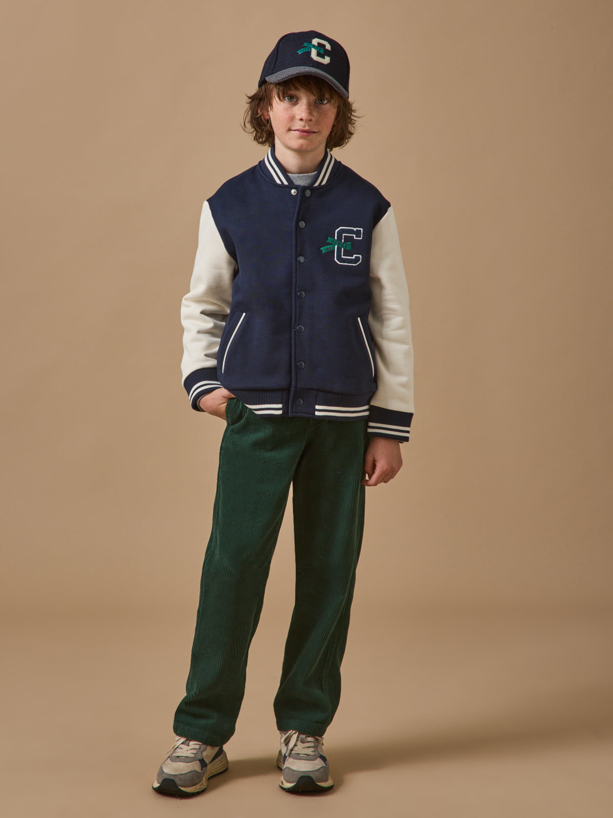 Boy's embroidered varsity jacket