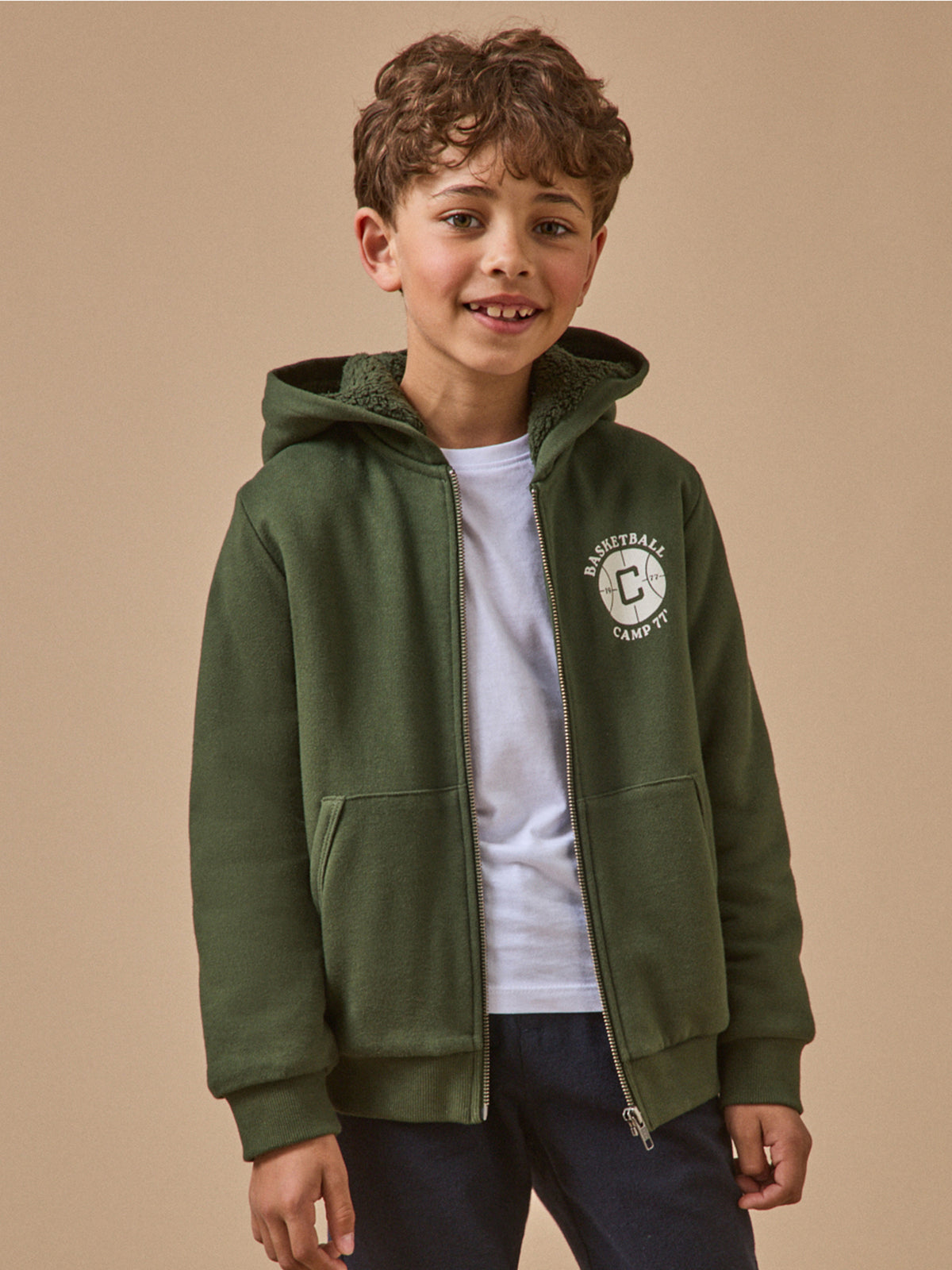 Sweat zippé doublé sherpa Garçon