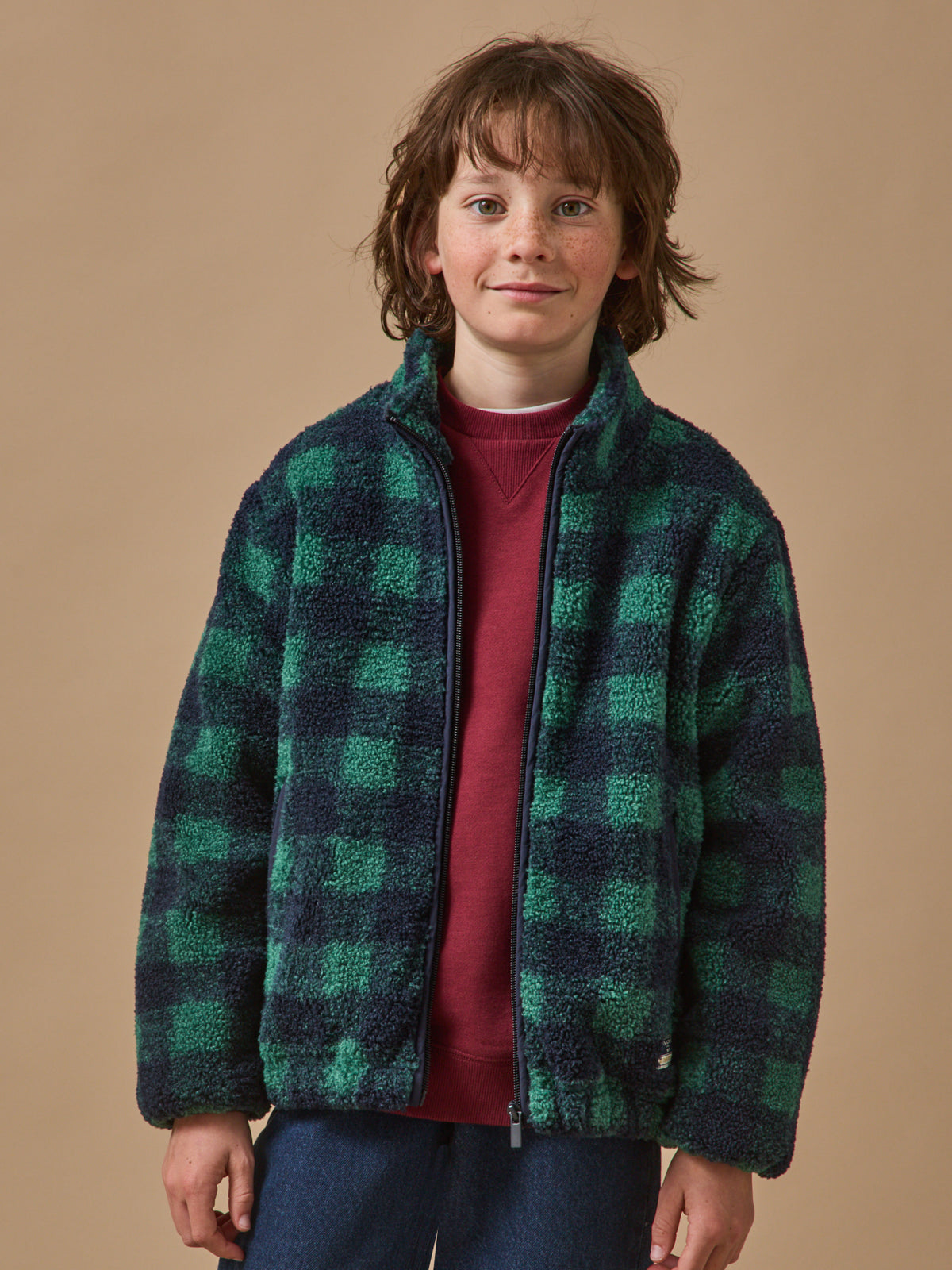 Veste sherpa à carreaux Garçon