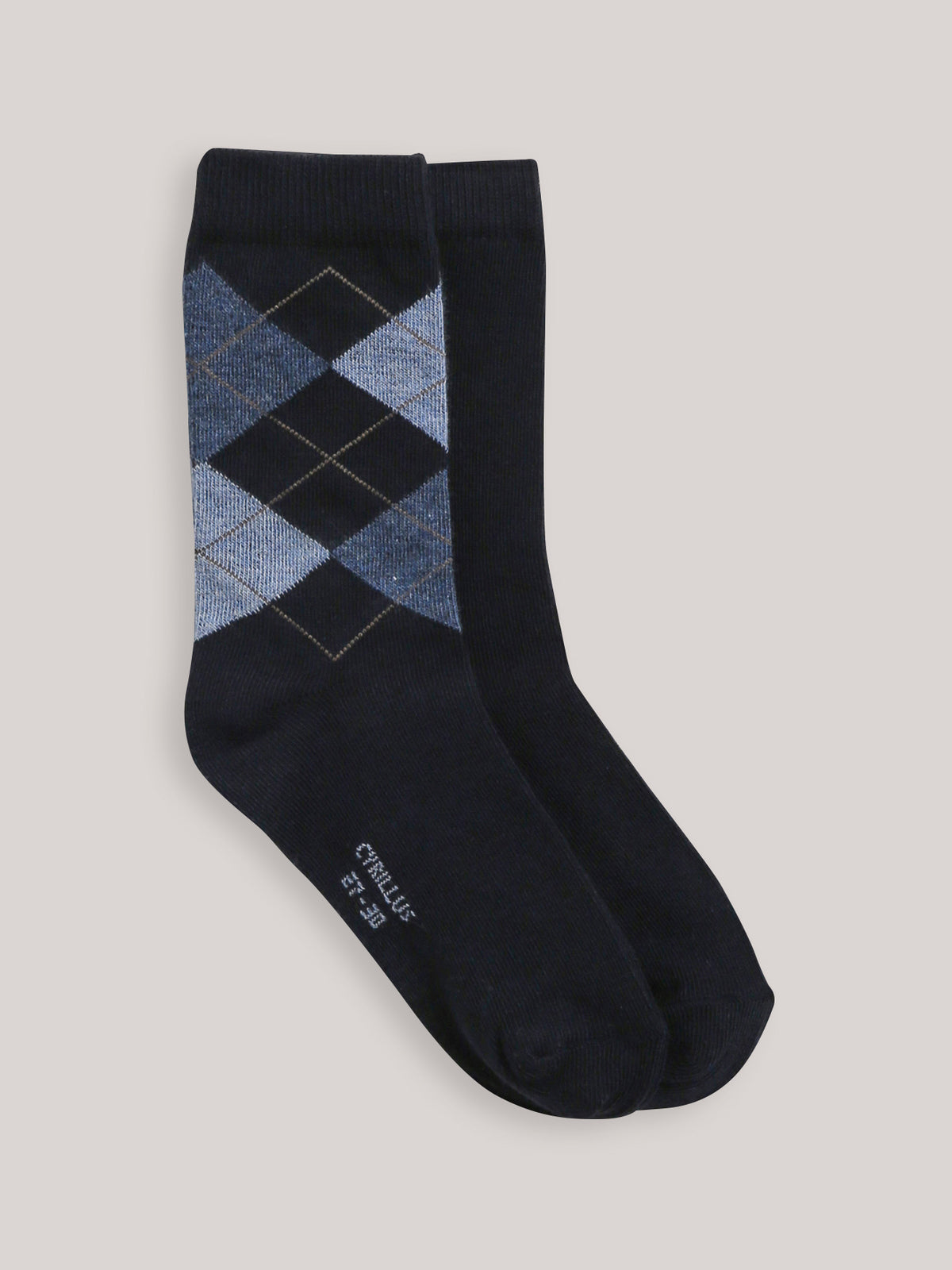 Pack of 2 pairs of boy's plain and intersia socks