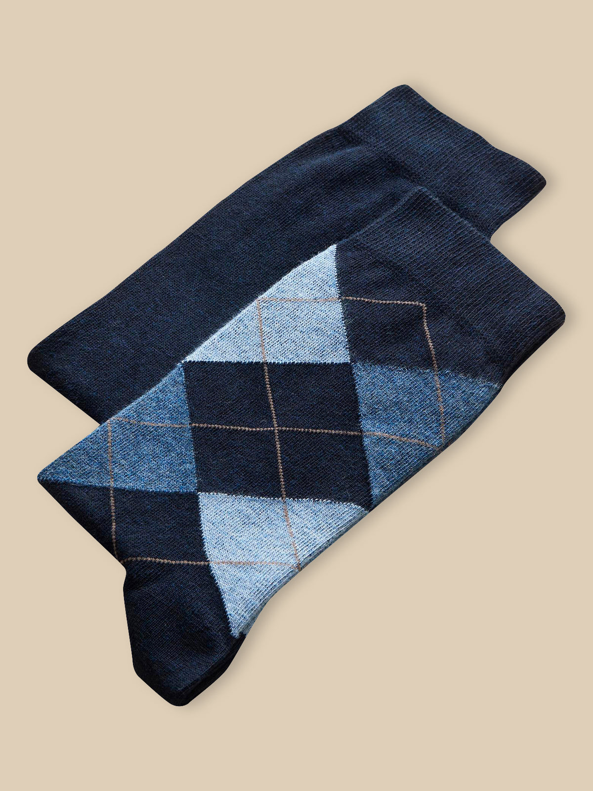 Pack of 2 pairs of boy's plain and intersia socks