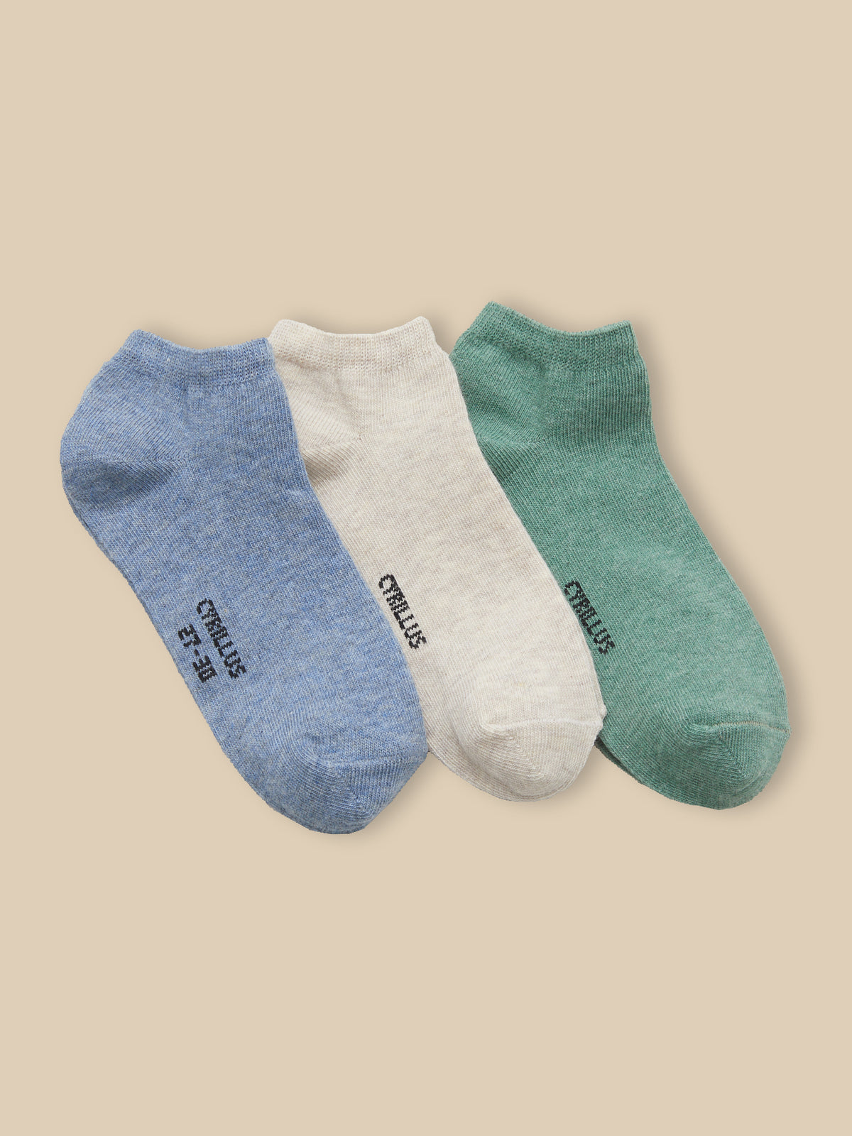 Pack of 3 pairs of boy's plain ankle socks