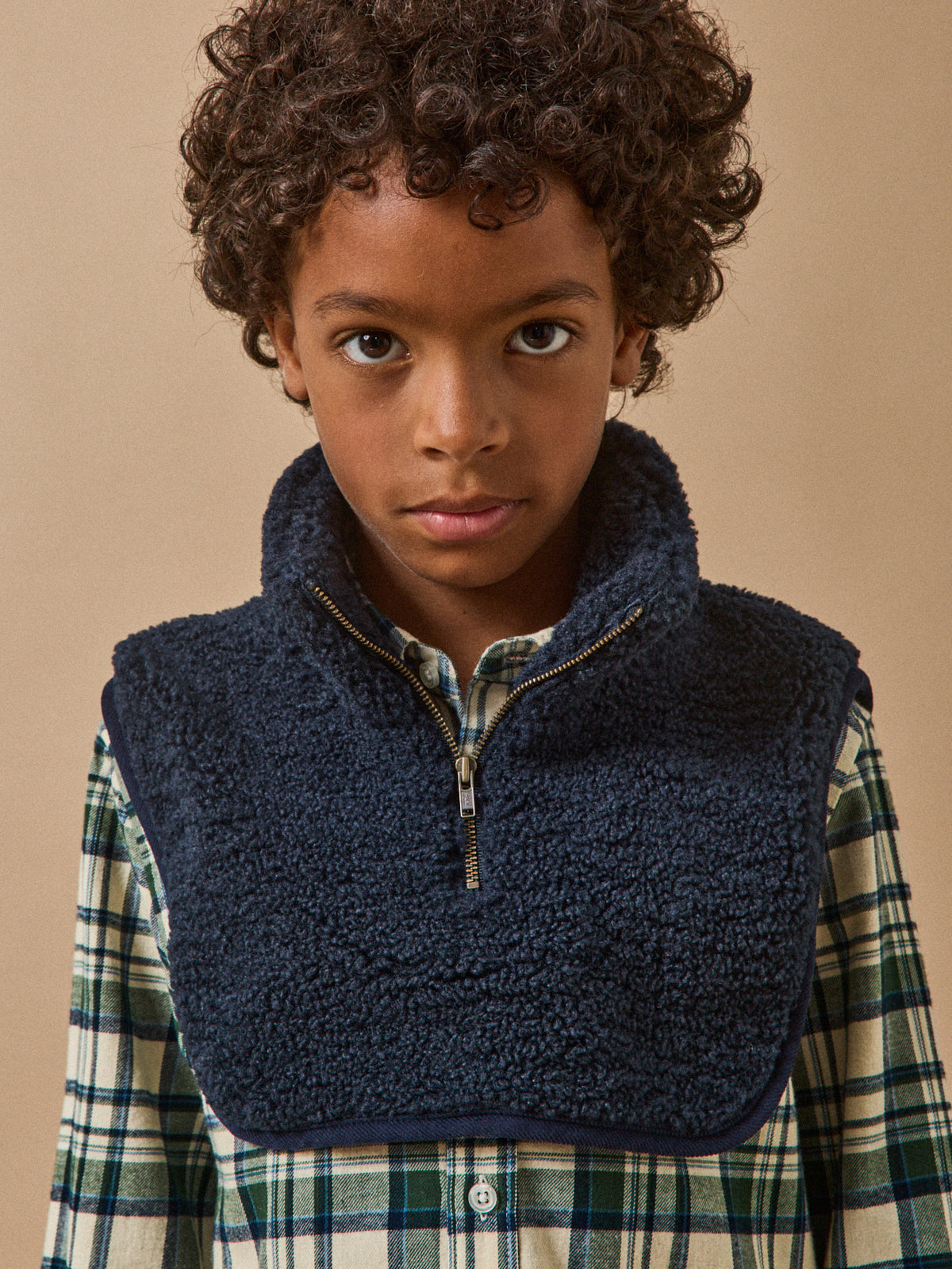 Boy's sherpa mock collar